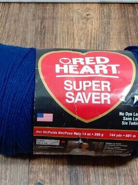 Vintage Red Heart Super Saver Yarn - Deep Navy Blue 744 Yds